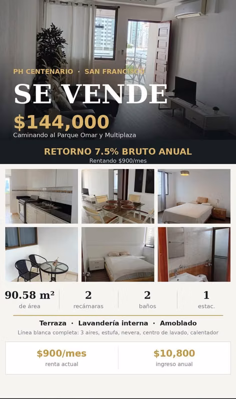 Centenario Plaza. 90mts 2r 2b amoblado $144,000.00 - foto 1