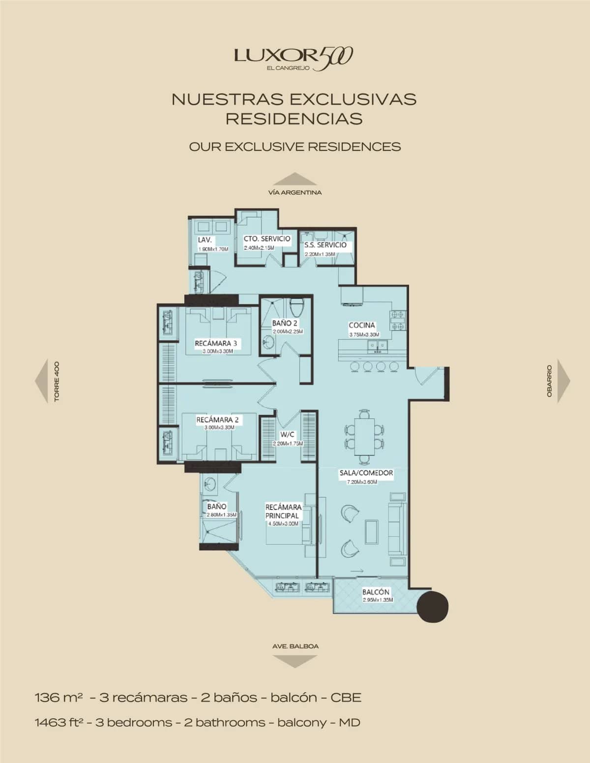 Espectacular Familiar en Luxor 500 El Cangrejo, 136 m² a 146 m², 3 Rec + CBE - foto 1